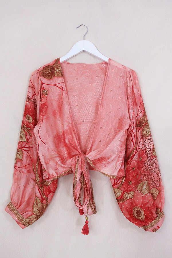 Lola Wrap Top - Cherry Blossom Pink Sparkling Champagne - Size M/L by all about audrey