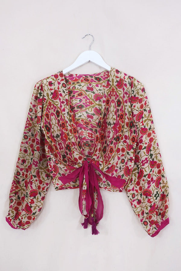 Lola Wrap Top - Sheer Fantasy Flower Garden - Size XS by all about audrey