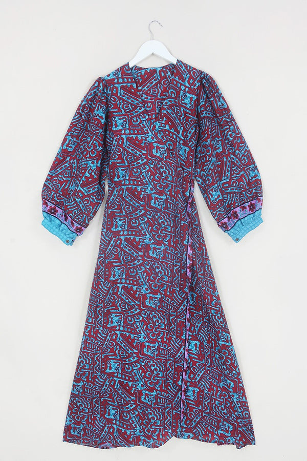 SALE Lola Wrap Dress - Psychedelic Scarlet & Blue - Size S/M by All About Audrey
