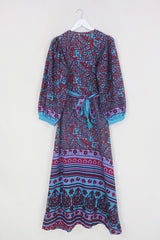 SALE Lola Wrap Dress - Psychedelic Scarlet & Blue - Size S/M by All About Audrey