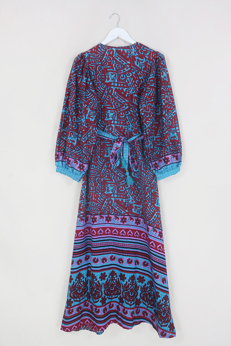 SALE Lola Wrap Dress - Psychedelic Scarlet & Blue - Size S/M by All About Audrey