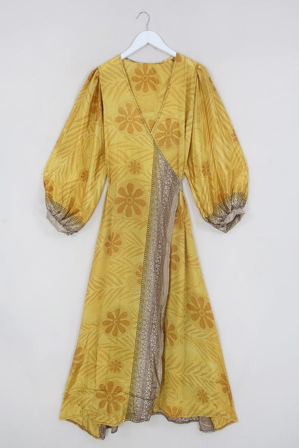 Lola Wrap Dress - Bold Buttercup Floral - Size S/M By All About Audrey