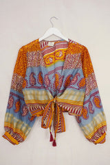 Lola Wrap Top - Amber Earth Tone Paisley - Size M/L by All About Audrey