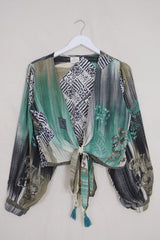 Lola Wrap Top - Jade & Tigers Eye Mosaic - Size M/L by All About Audrey
