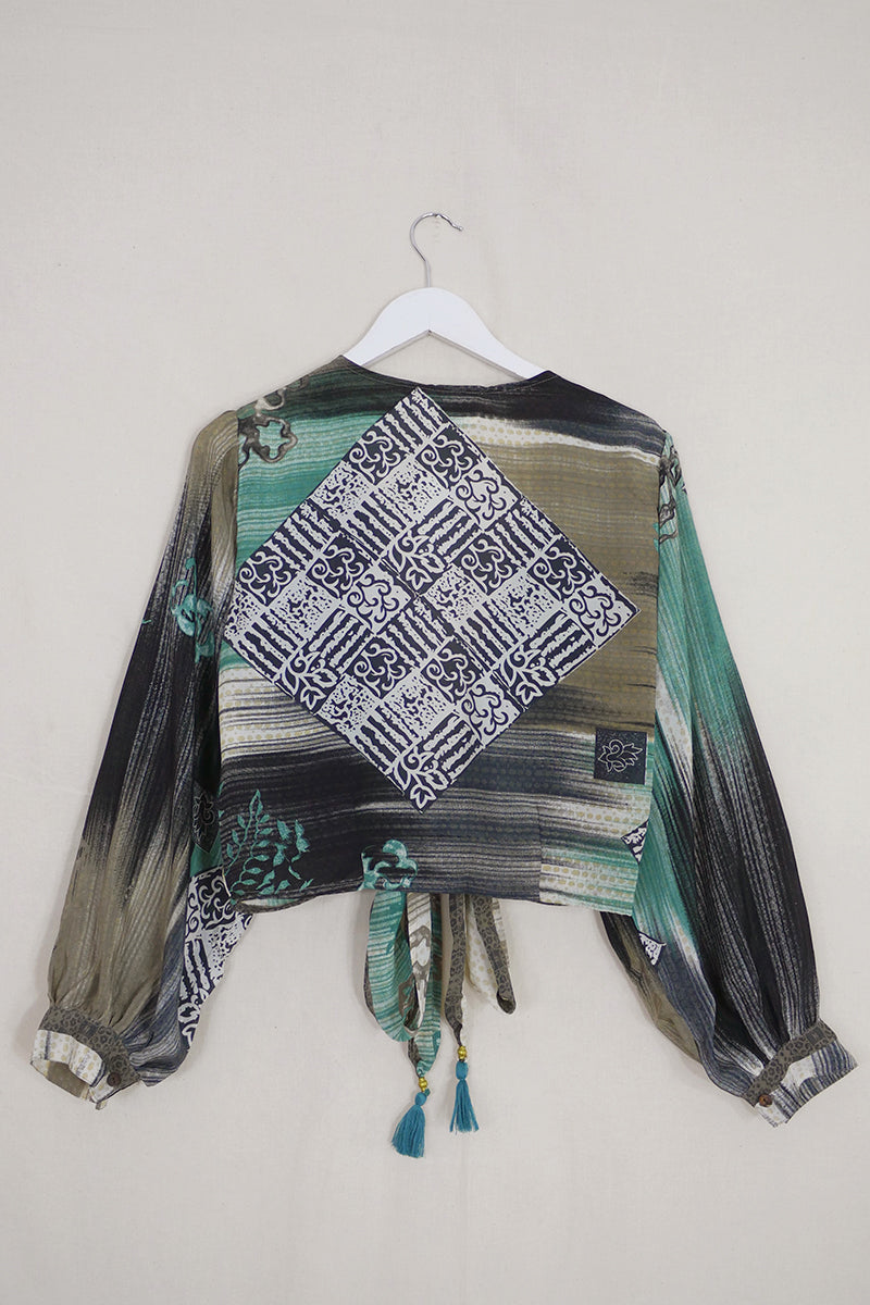 Lola Wrap Top - Jade & Tigers Eye Mosaic - Size M/L by All About Audrey