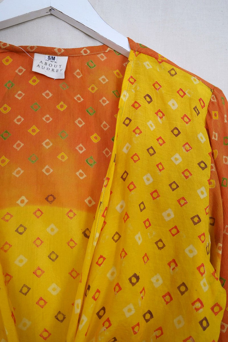Lola Wrap Top - Vintage Cotton - Citrus Batik - Size S/M