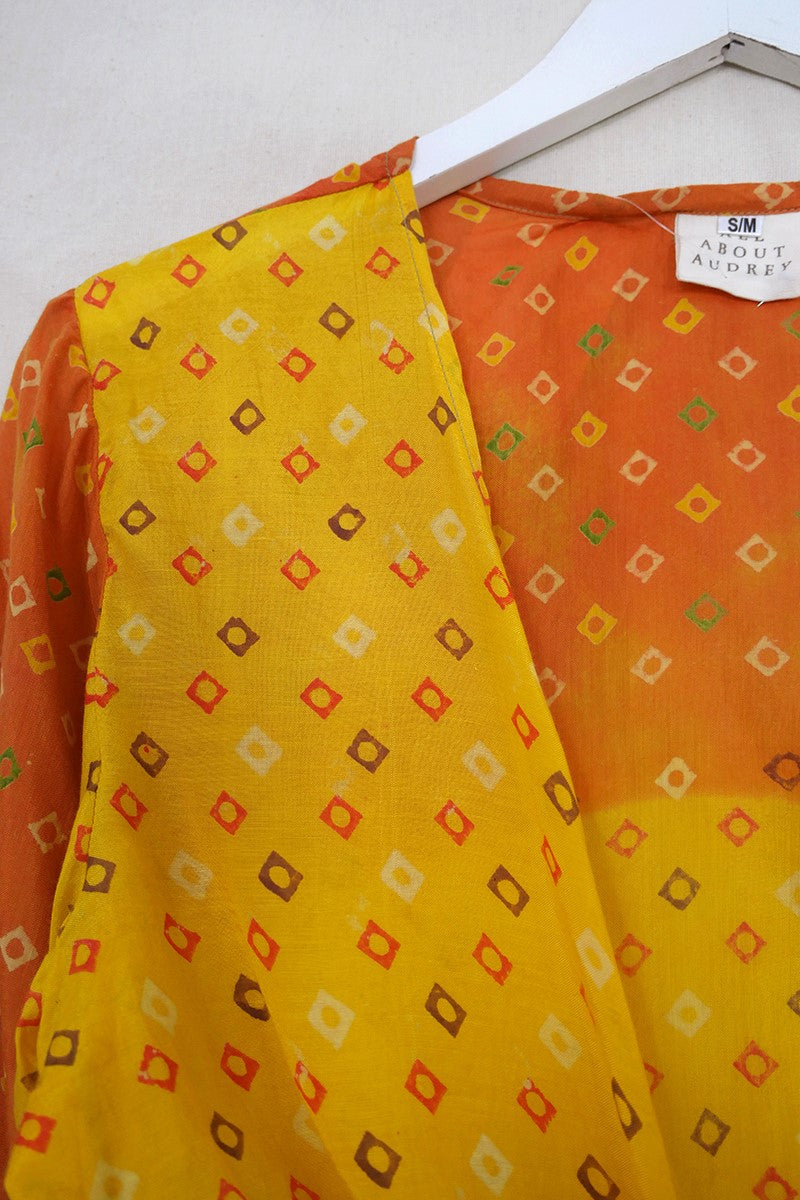 Lola Wrap Top - Vintage Cotton - Citrus Batik - Size S/M