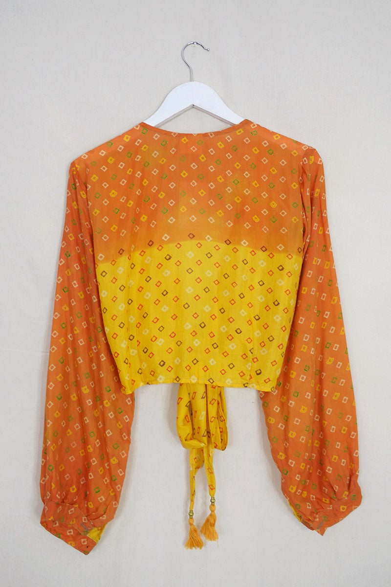 Lola Wrap Top - Vintage Cotton - Citrus Batik - Size S/M by All About Audrey