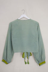 Lola Wrap Top - Apple Green Chevron - Size M/L by All About Audrey