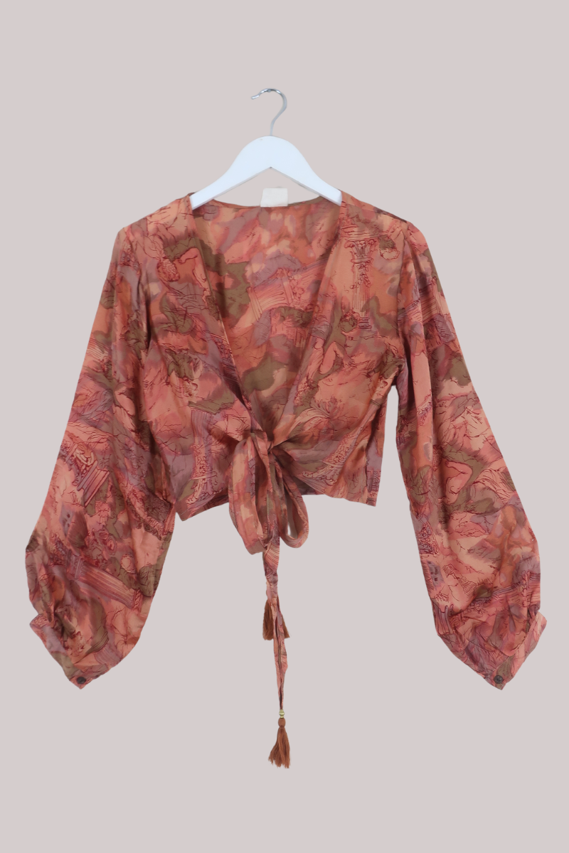 Lola Wrap Top in Ancient Greek Bronze - Size L