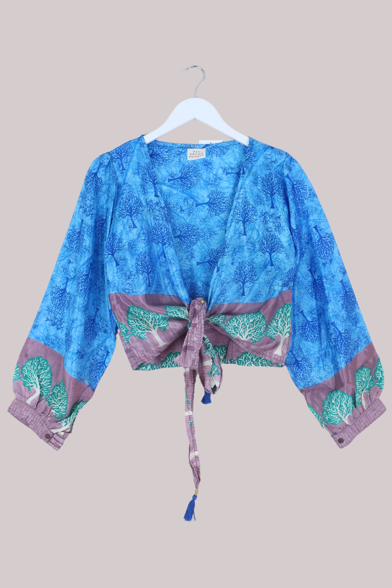Lola Wrap Top in Aquatic Trees - Size M
