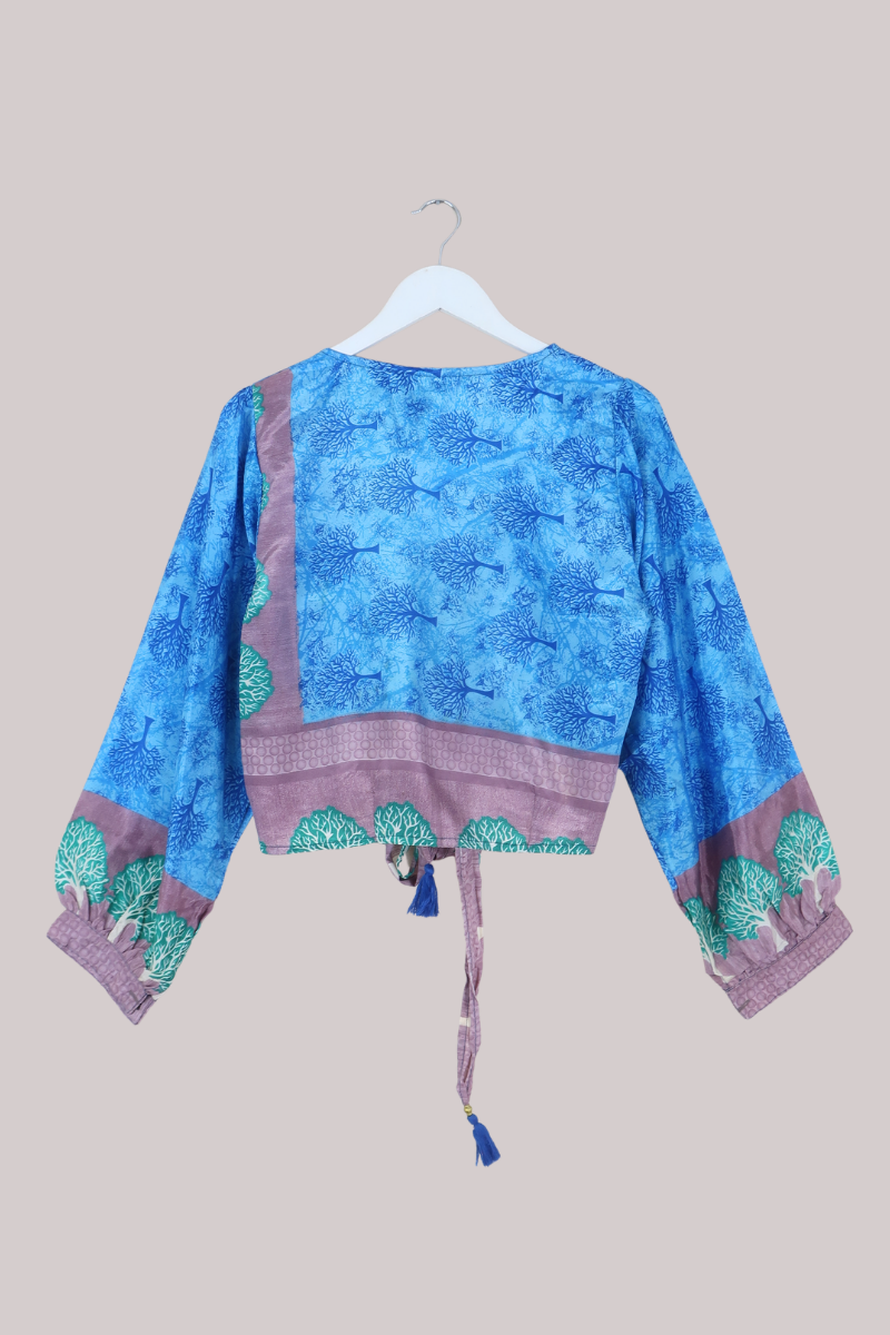 Lola Wrap Top in Aquatic Trees - Size M