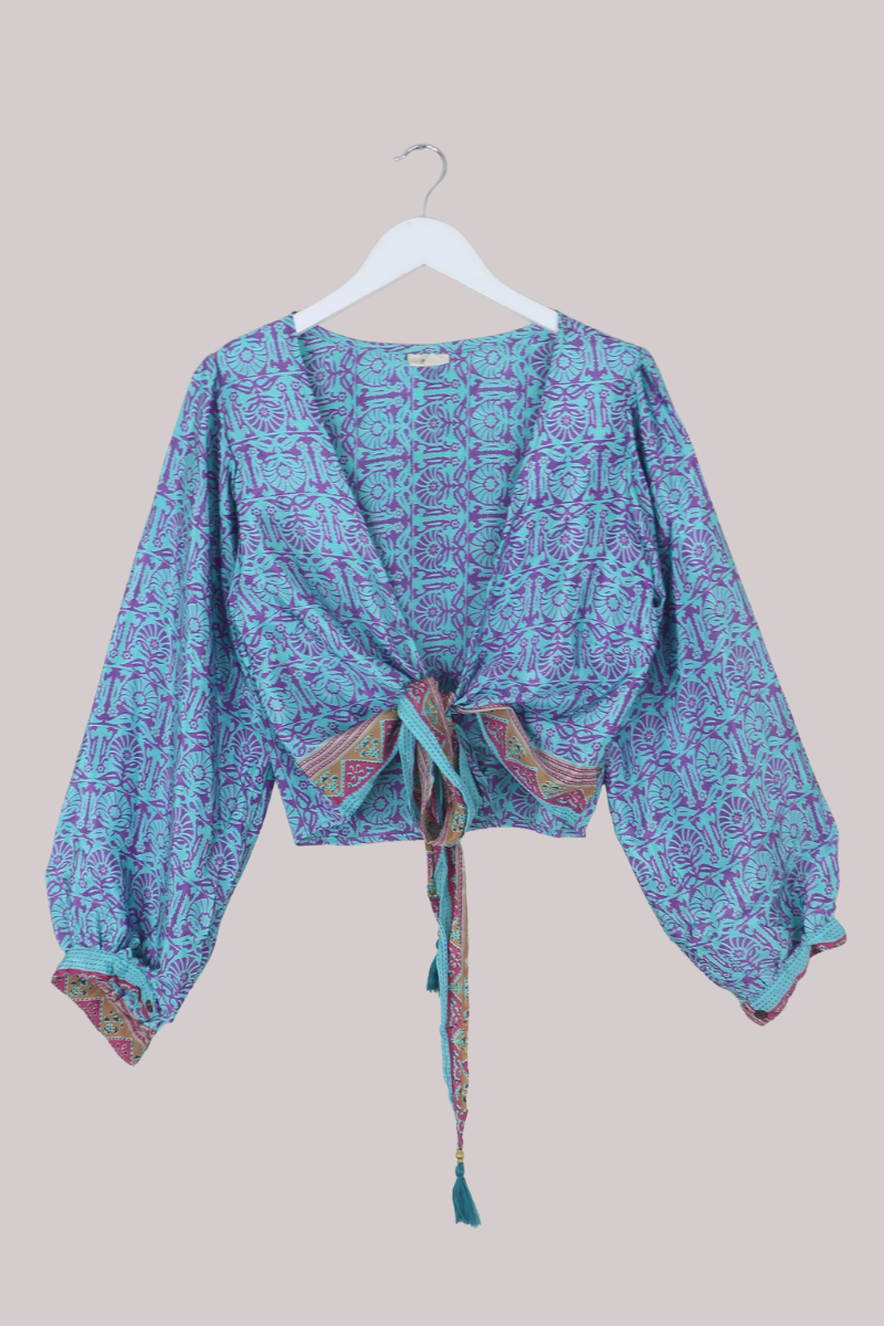 Lola Wrap Top in Athena Ceramic Florals - Size L