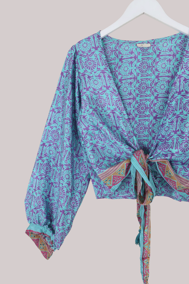 Lola Wrap Top in Athena Ceramic Florals - Size L