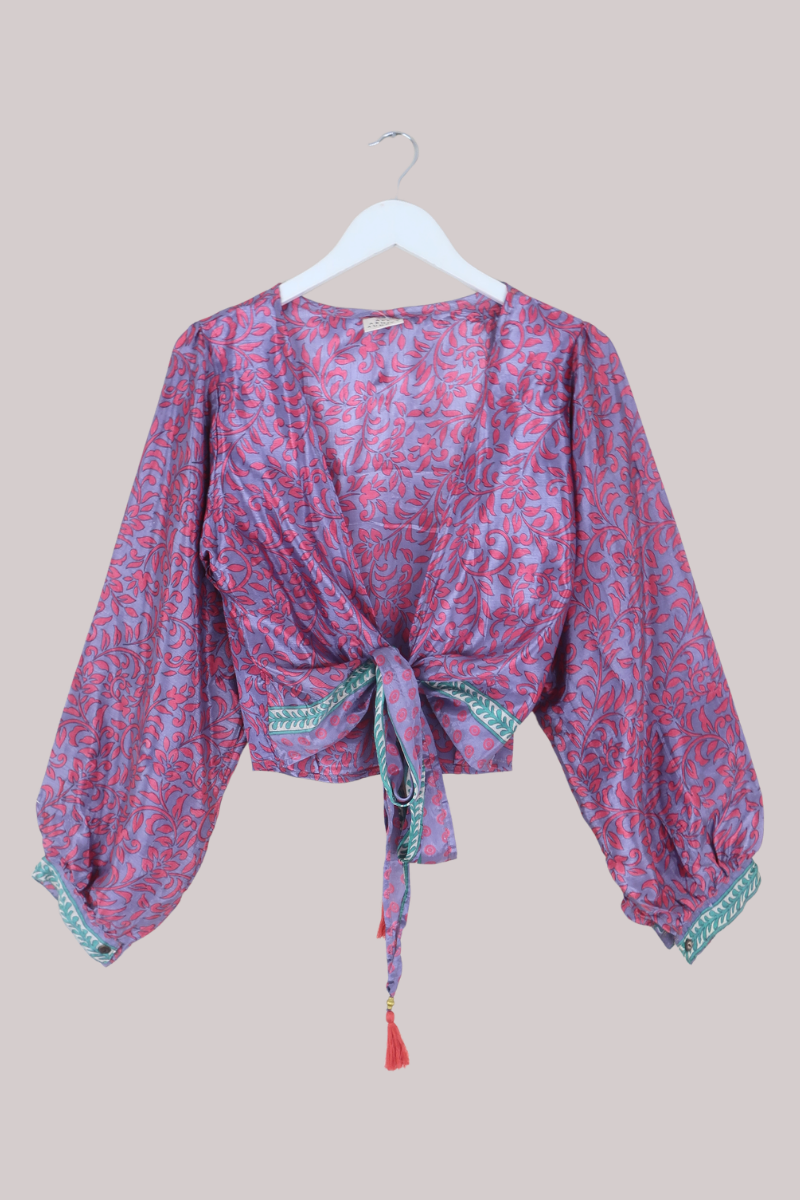 Lola Wrap Top in Blueberry Tart Florals - Size L
