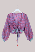 Lola Wrap Top in Blueberry Tart Florals - Size L