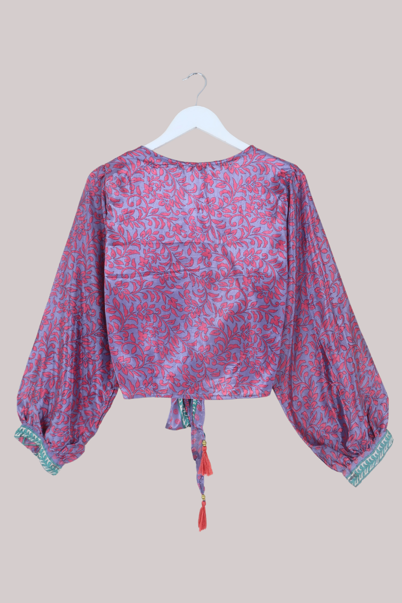 Lola Wrap Top in Blueberry Tart Florals - Size L