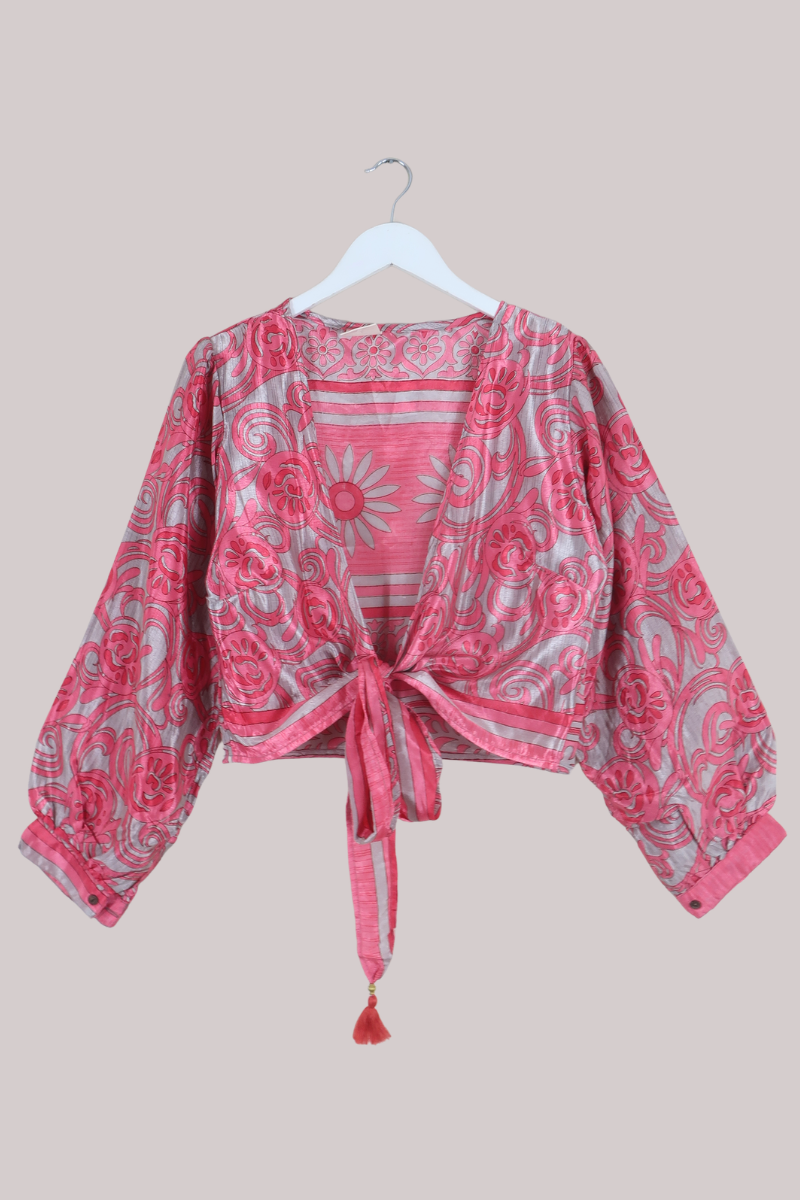 Lola Wrap Top in Blush Pink Sunflowers - Size L