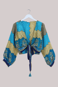 Lola Wrap Top in Caribbean Blue - Size M