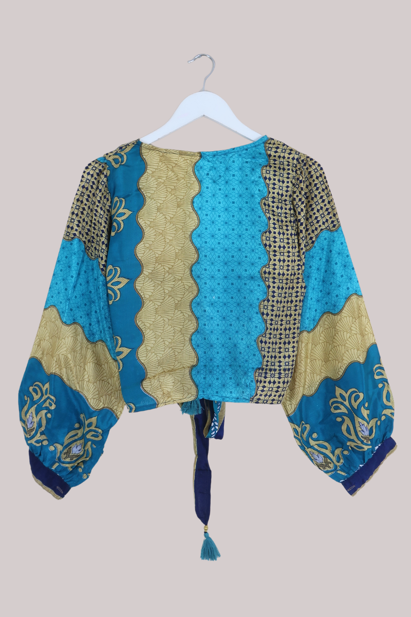 Lola Wrap Top in Caribbean Blue - Size M