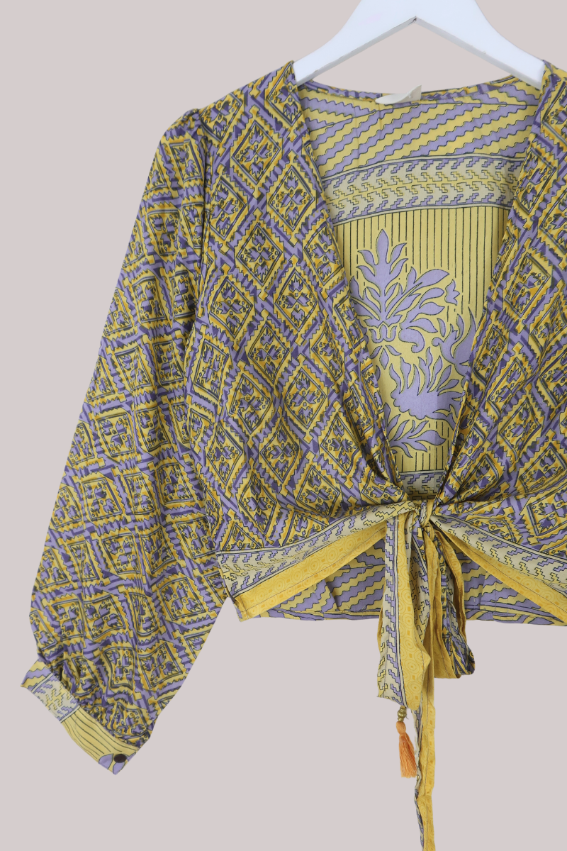Lola Wrap Top in Dandelion Yellow - Size M