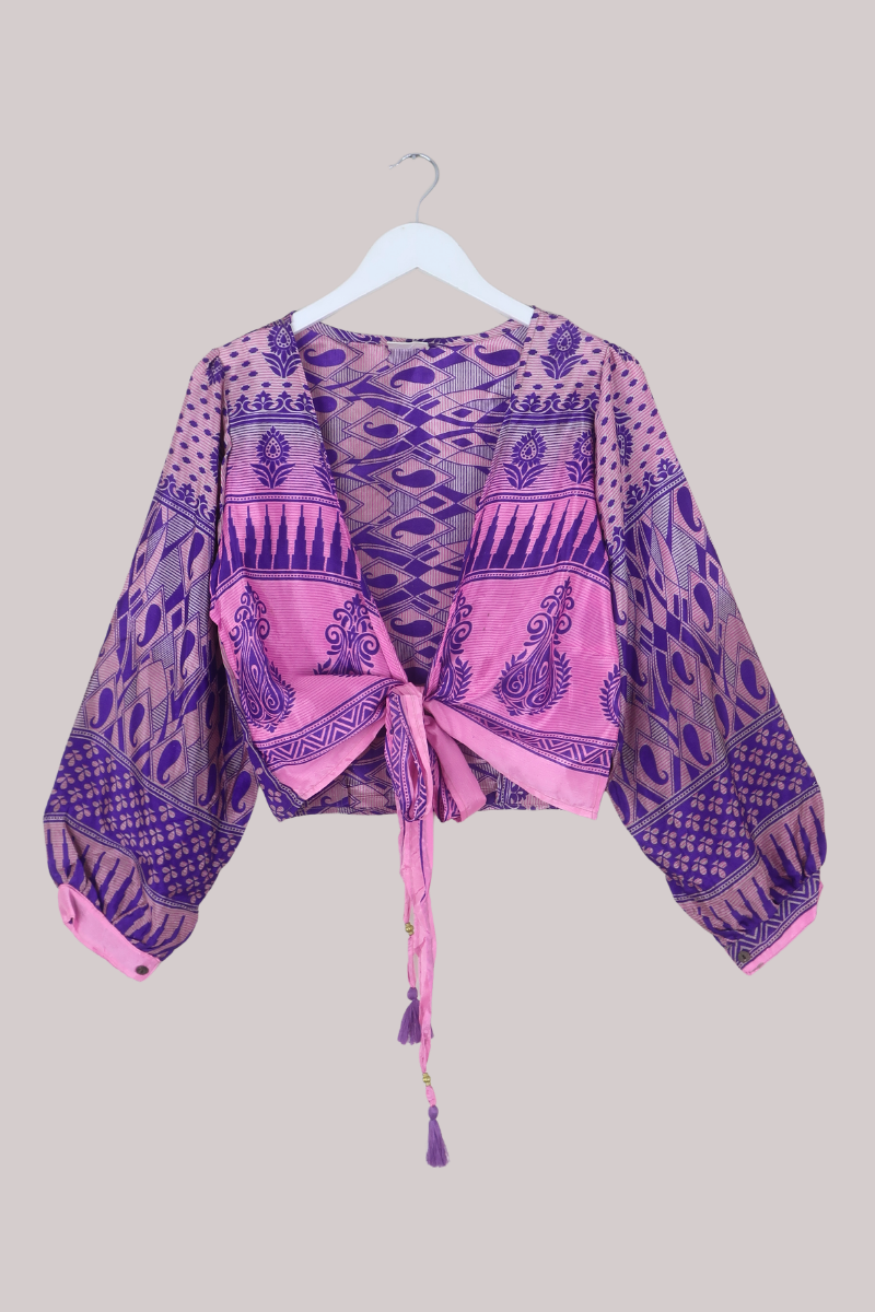 Lola Wrap Top in Daydream Purple Paisley - Size L
