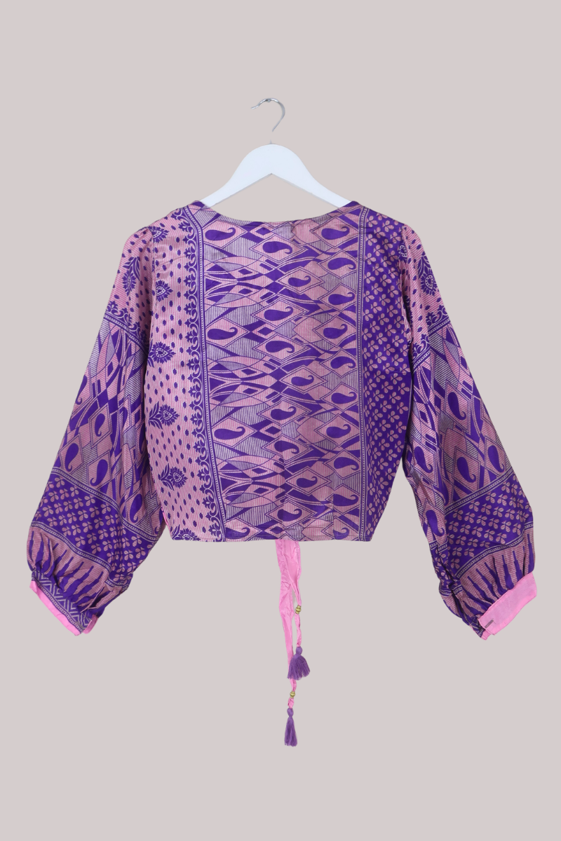 Lola Wrap Top in Daydream Purple Paisley - Size L