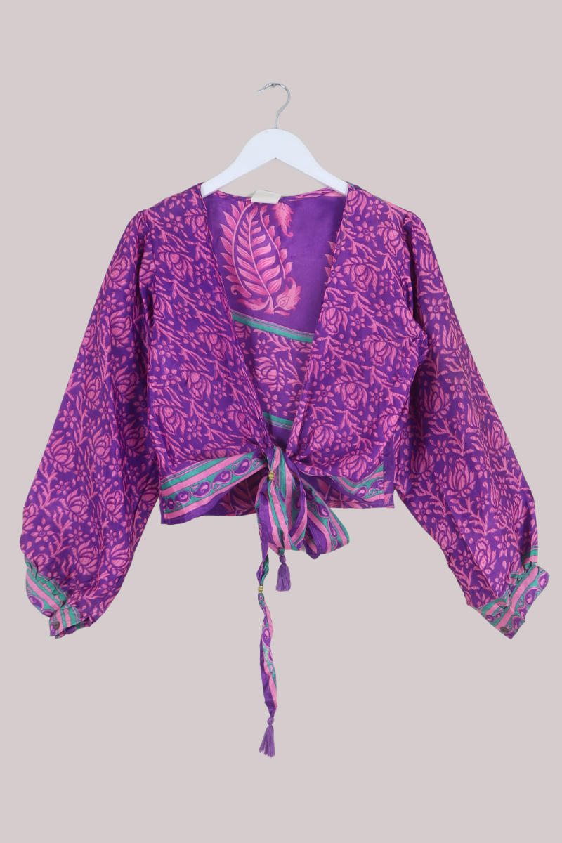 Lola Wrap Top in Foxglove Purple - Size L