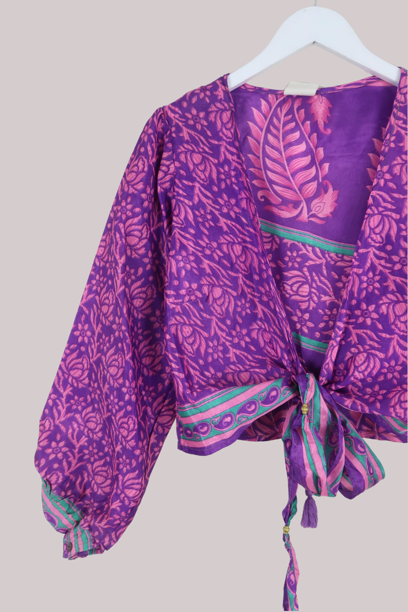 Lola Wrap Top in Foxglove Purple - Size L