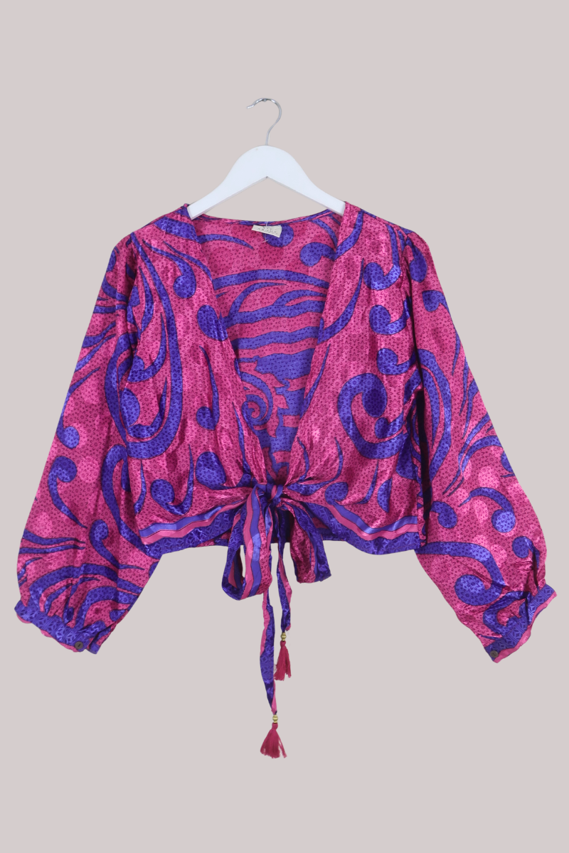 Lola Wrap Top in Funky Fuchsia - Size L