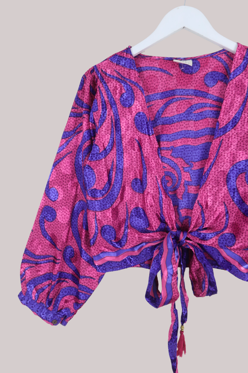 Lola Wrap Top in Funky Fuchsia - Size L