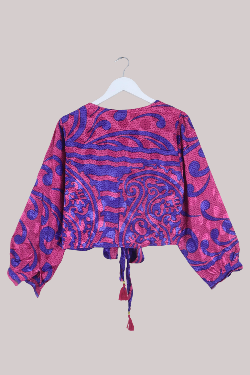 Lola Wrap Top in Funky Fuchsia - Size L
