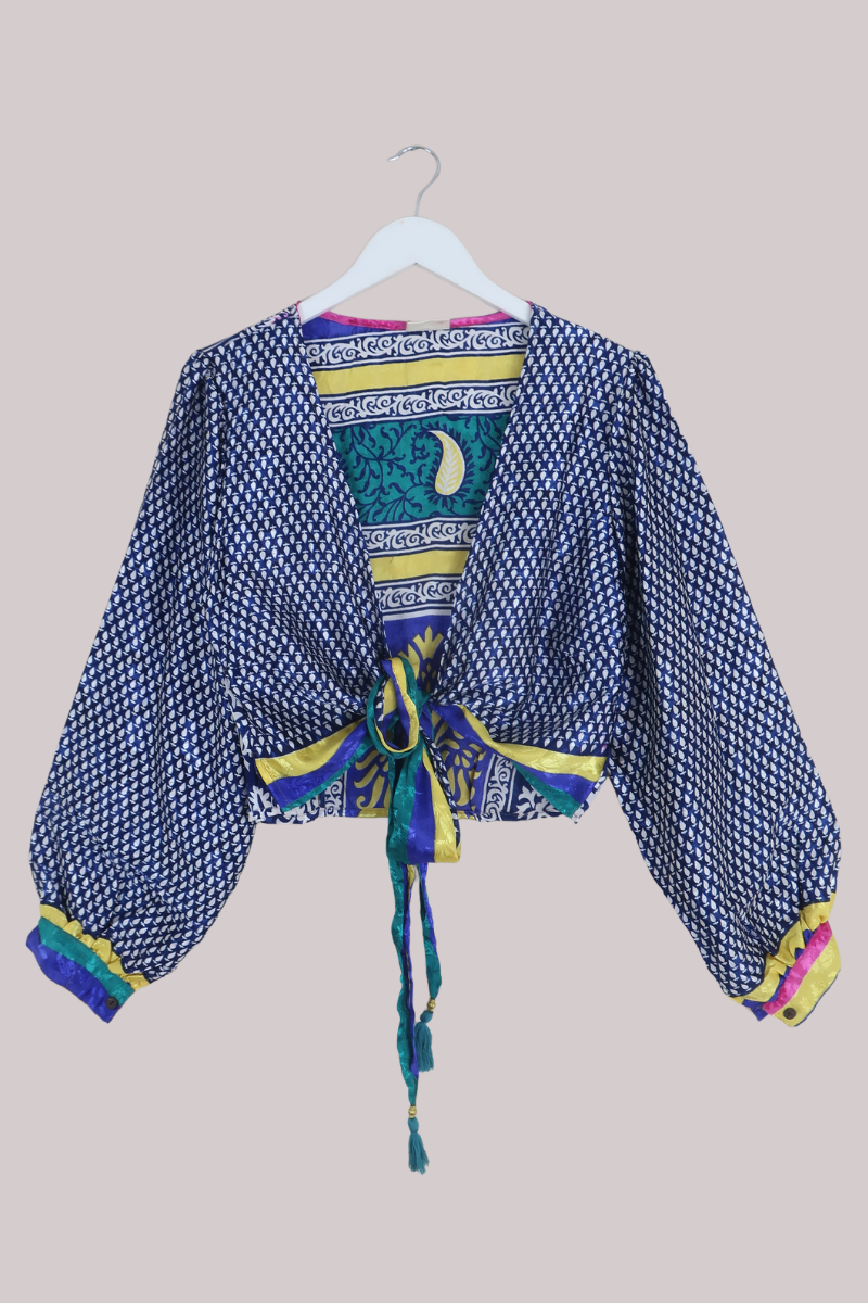 Lola Wrap Top in Half Moon Paisley - Size L