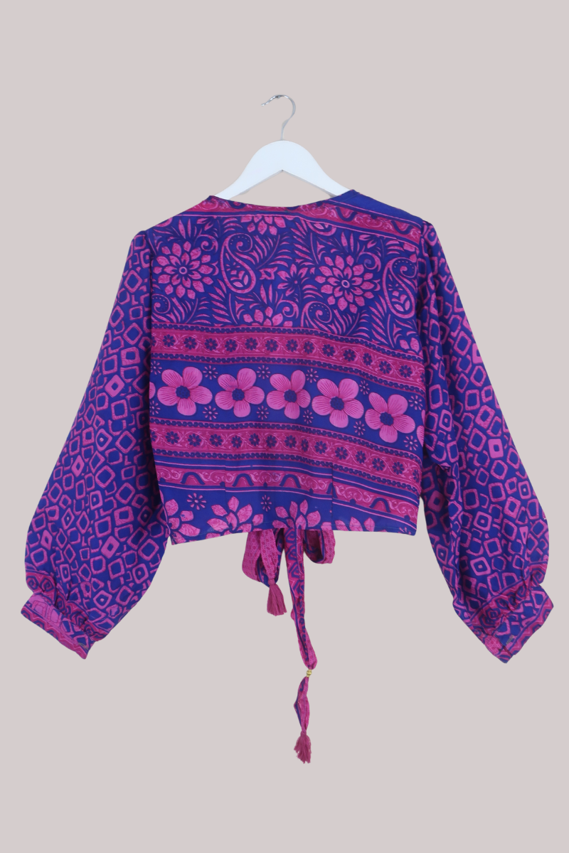 Lola Wrap Top in Hibiscus Flower Power - Size L