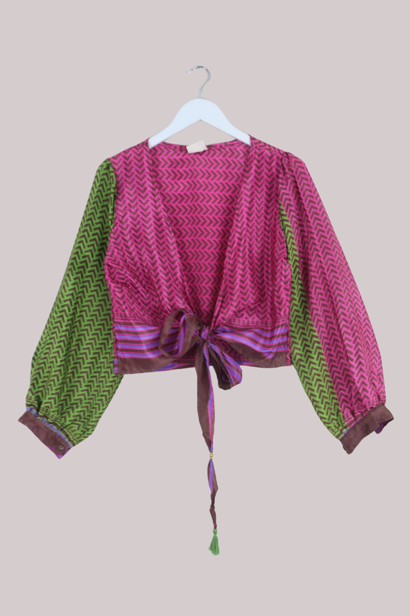 Lola Wrap Top in Hot Pink Arrows - Size L