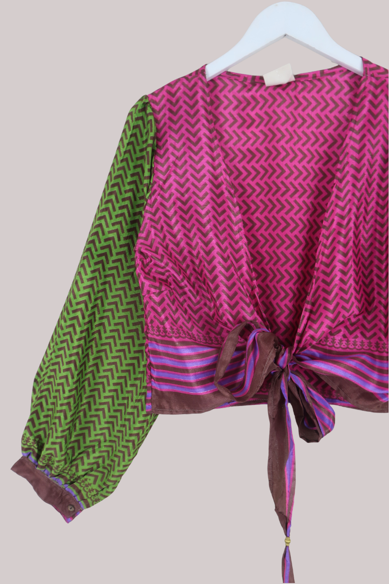 Lola Wrap Top in Hot Pink Arrows - Size L