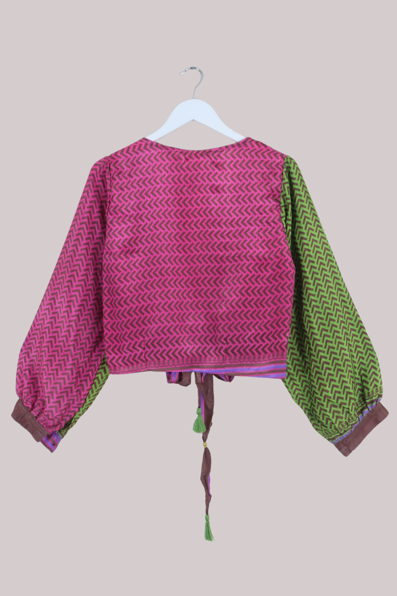 Lola Wrap Top in Hot Pink Arrows - Size L