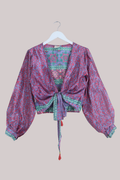 Lola Wrap Top in Iris & Aquamarine Tapestry - Size XL