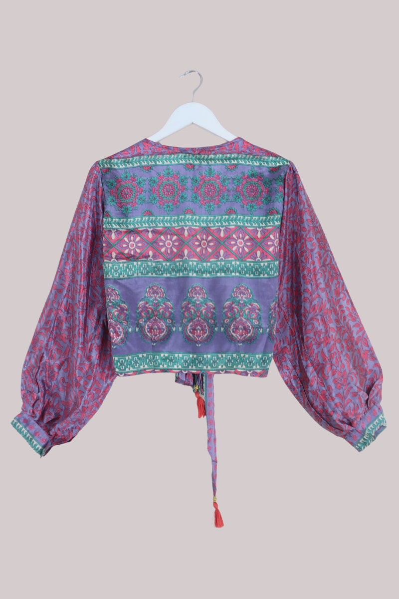 Lola Wrap Top in Iris & Aquamarine Tapestry - Size XL