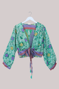 Lola Wrap Top in Jade Green - Size M