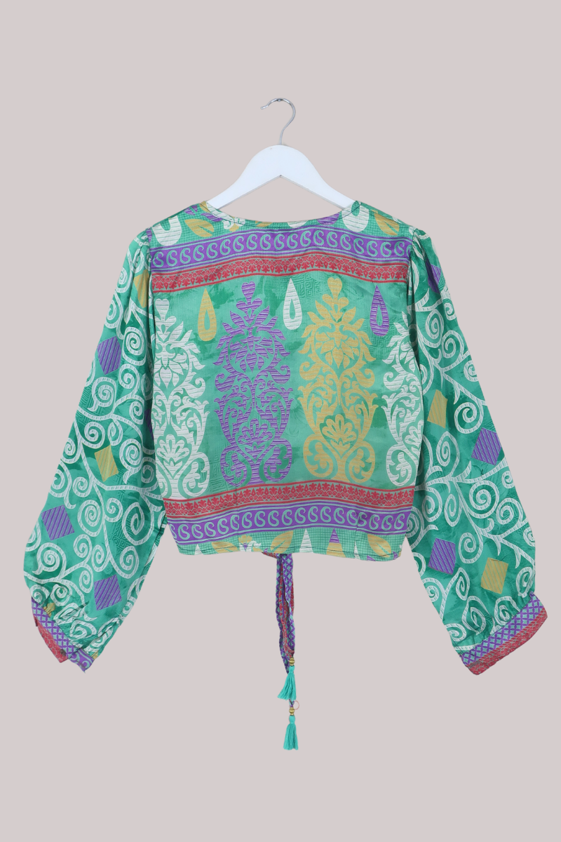 Lola Wrap Top in Jade Green - Size M