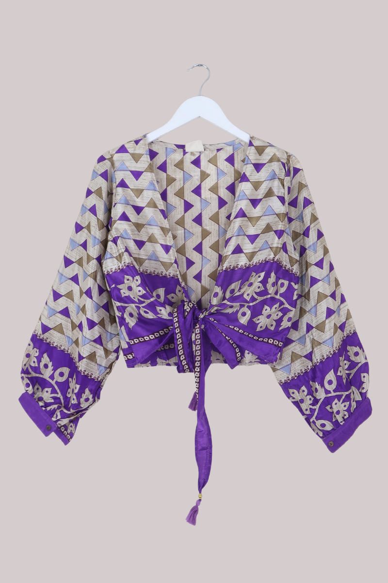 Lola Wrap Top in Jeweled Purple Bunting - Size M