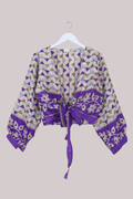 Lola Wrap Top in Jeweled Purple Bunting - Size M