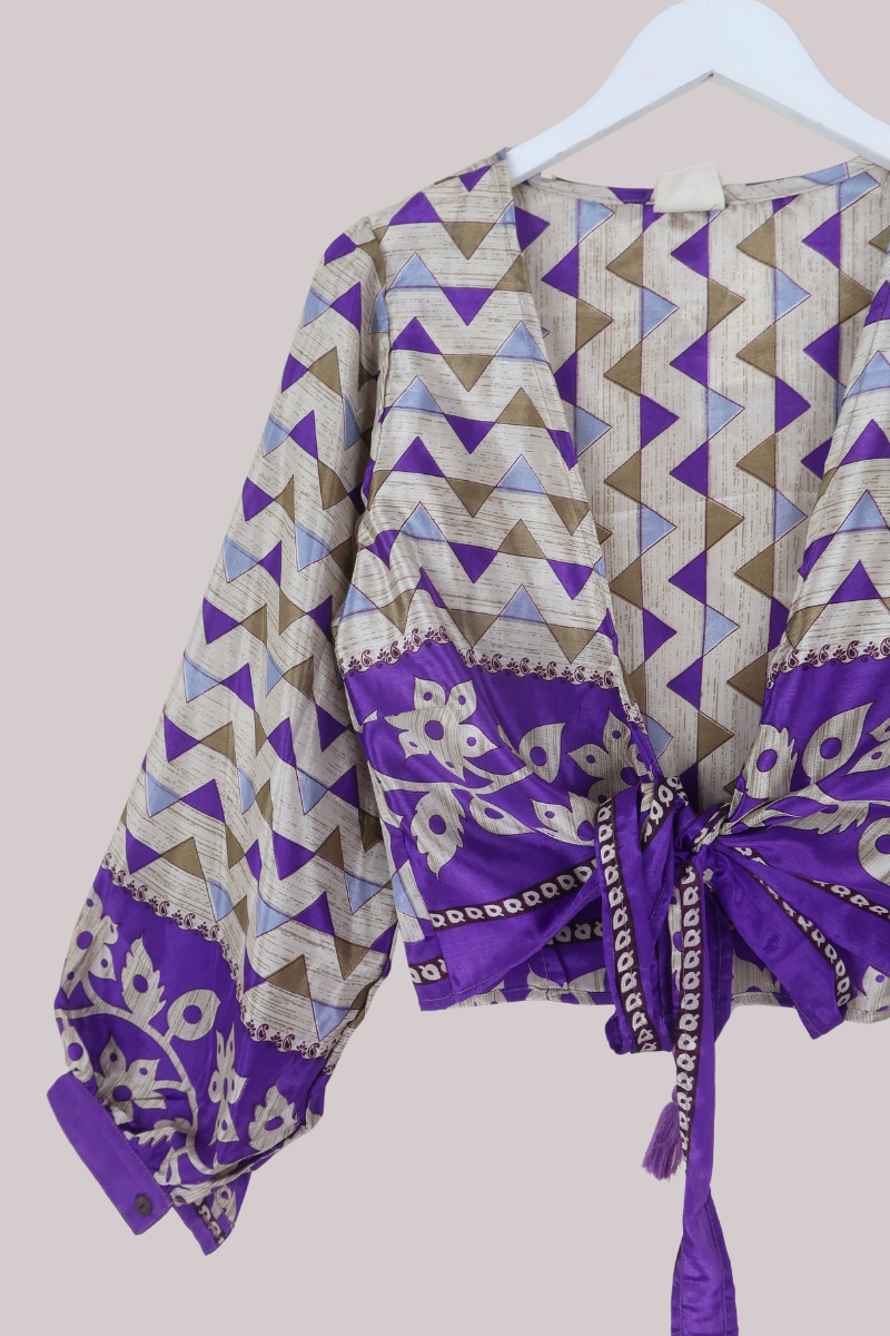 Lola Wrap Top in Jeweled Purple Bunting - Size M