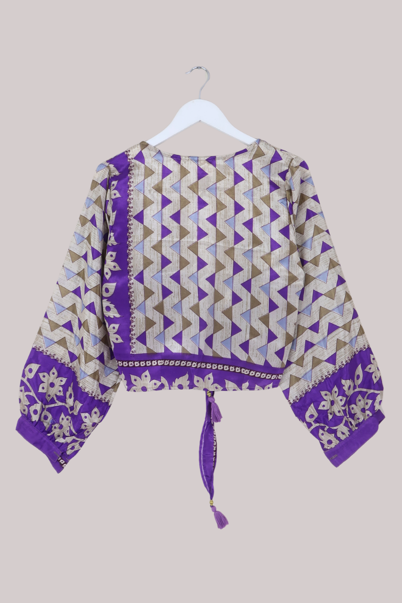 Lola Wrap Top in Jeweled Purple Bunting - Size M