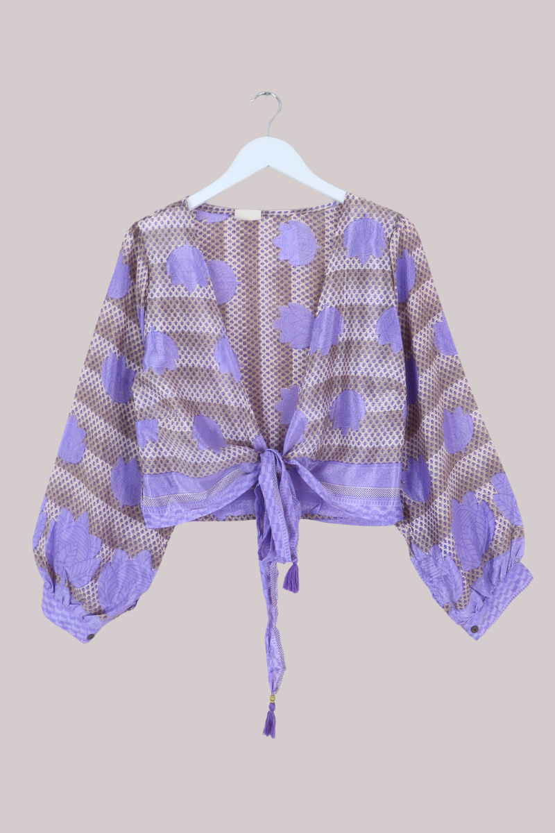 Lola Wrap Top in Lavender Lotus - Size M