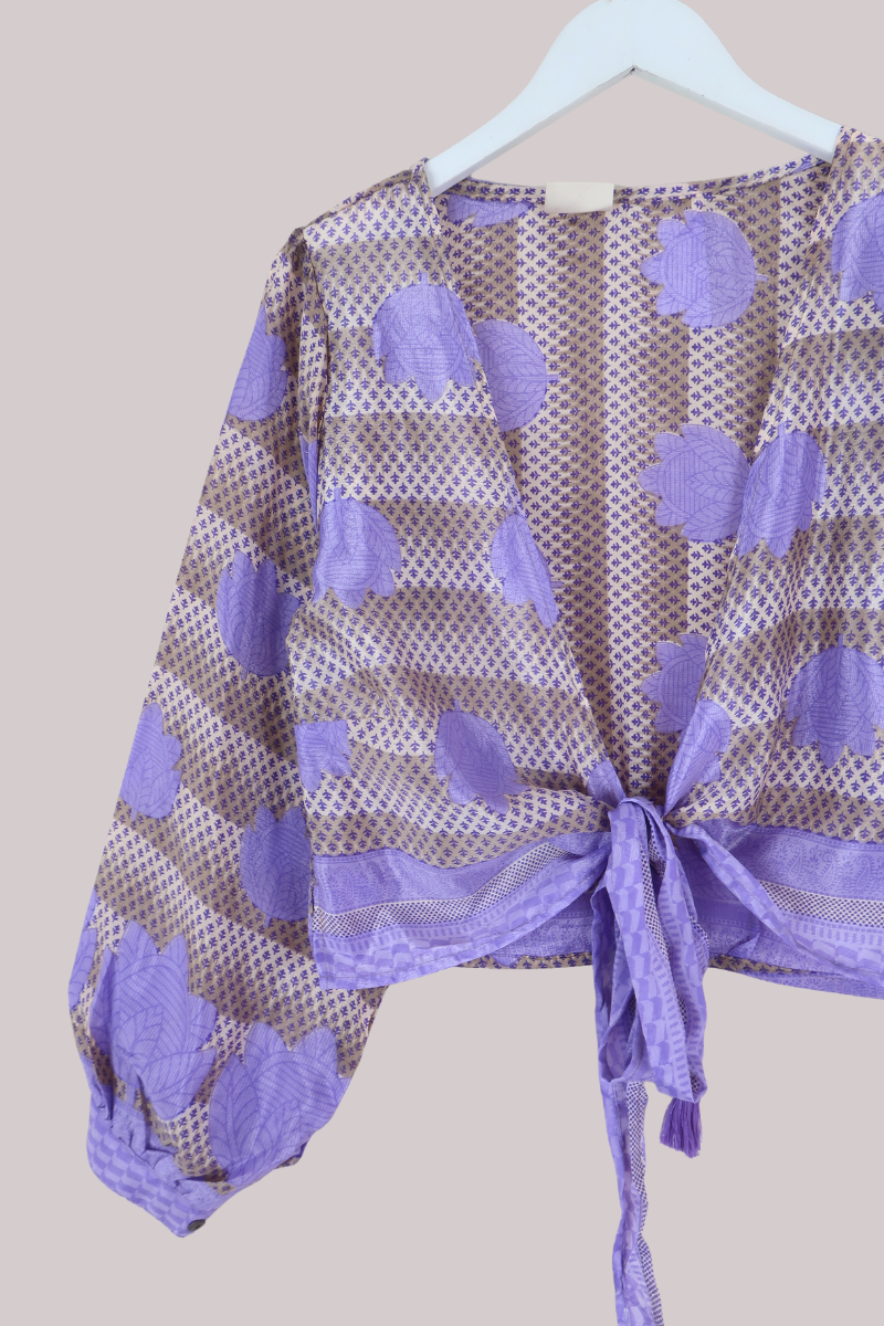 Lola Wrap Top in Lavender Lotus - Size M