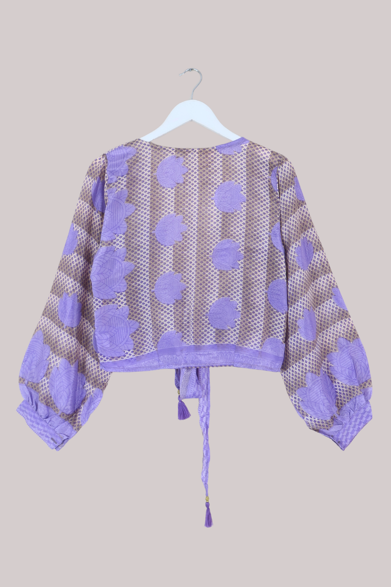 Lola Wrap Top in Lavender Lotus - Size M