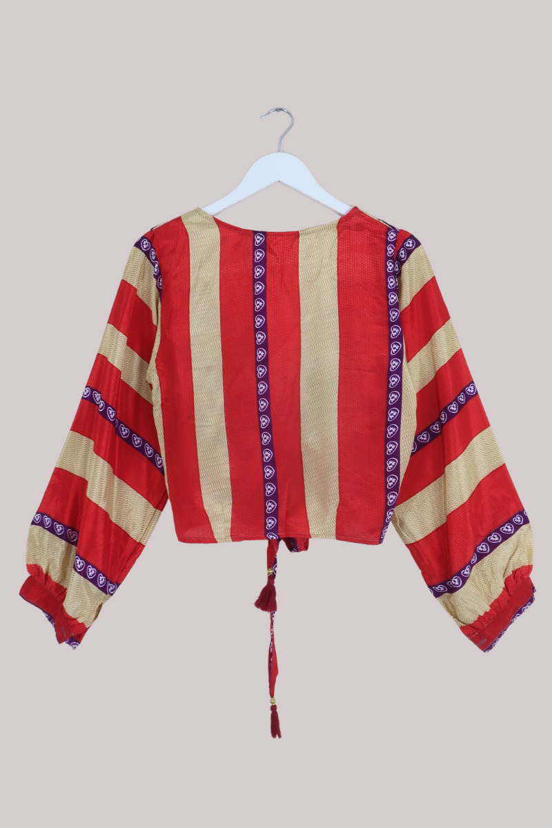 Lola Wrap Top in Lotus & Stripes - Size M