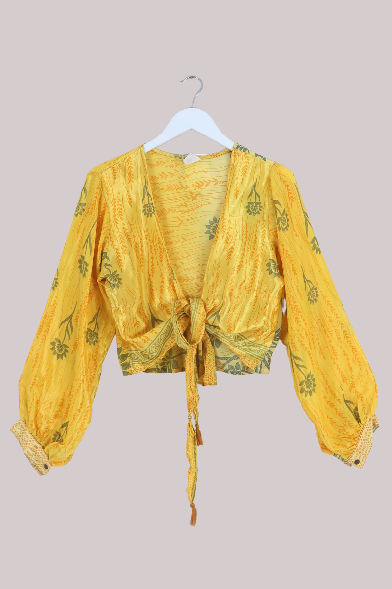 Lola Wrap Top in Marigold Florals - Size XL